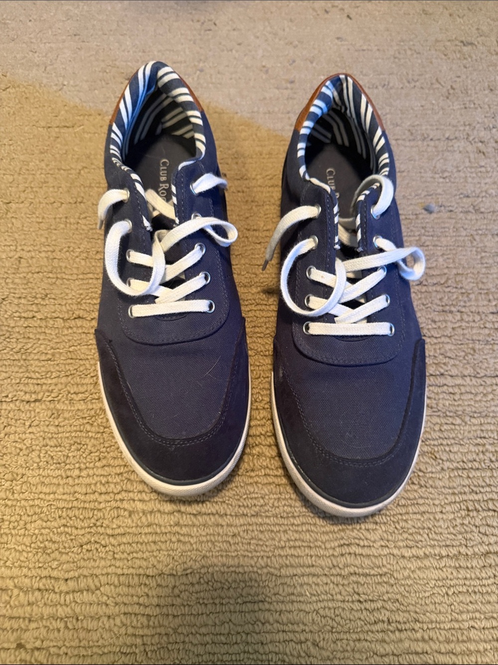 Club Room Navy and White Canvas Boat Shoes for Men
